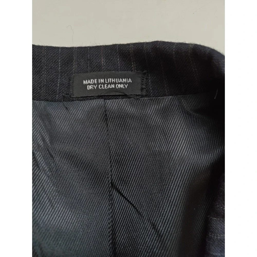 Oscar De La Renta 42L Midnight Blue Stripe Wool Blazer 2 Button Sport Coat H804